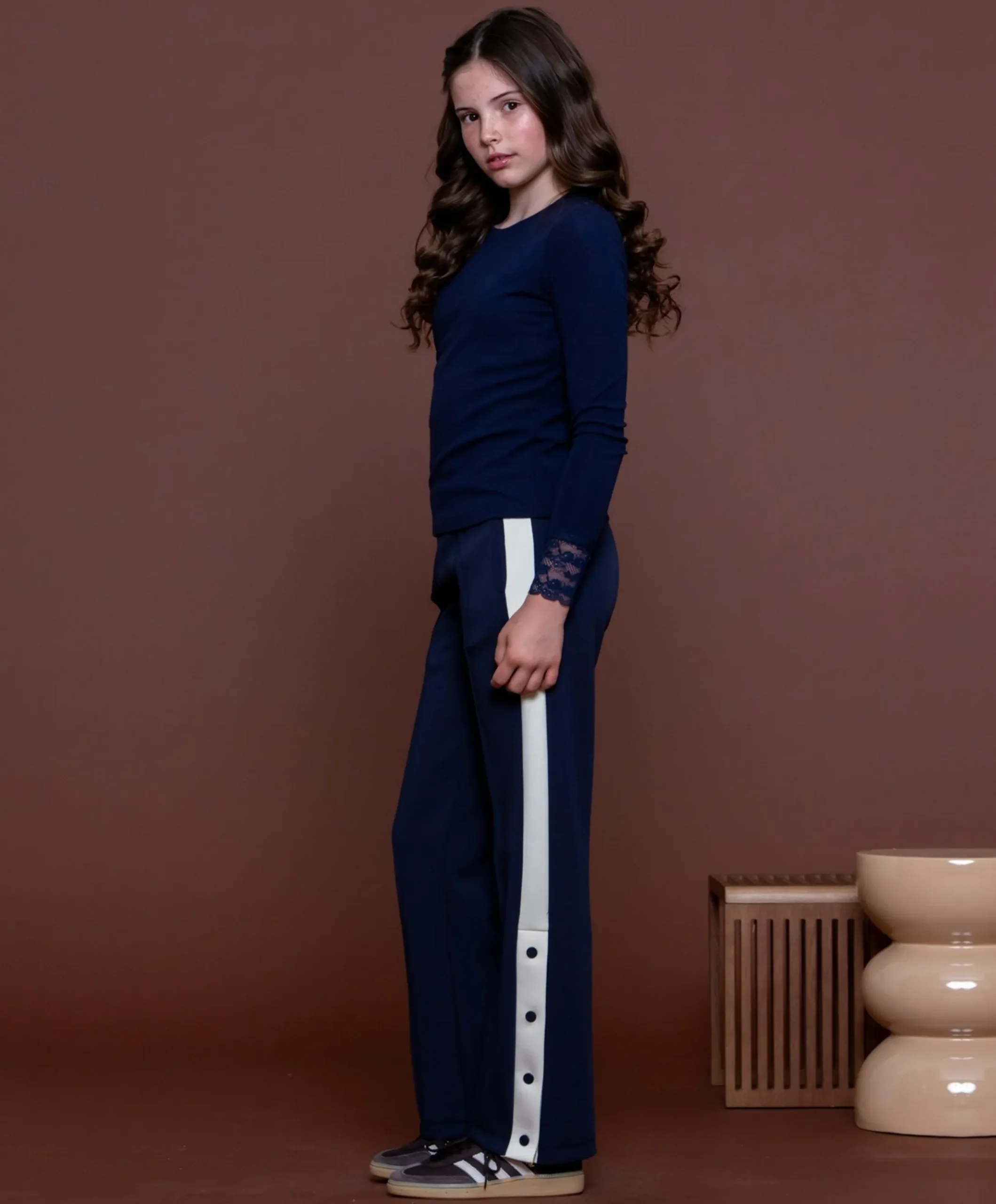Trackpants buttons meisjes broek blauw