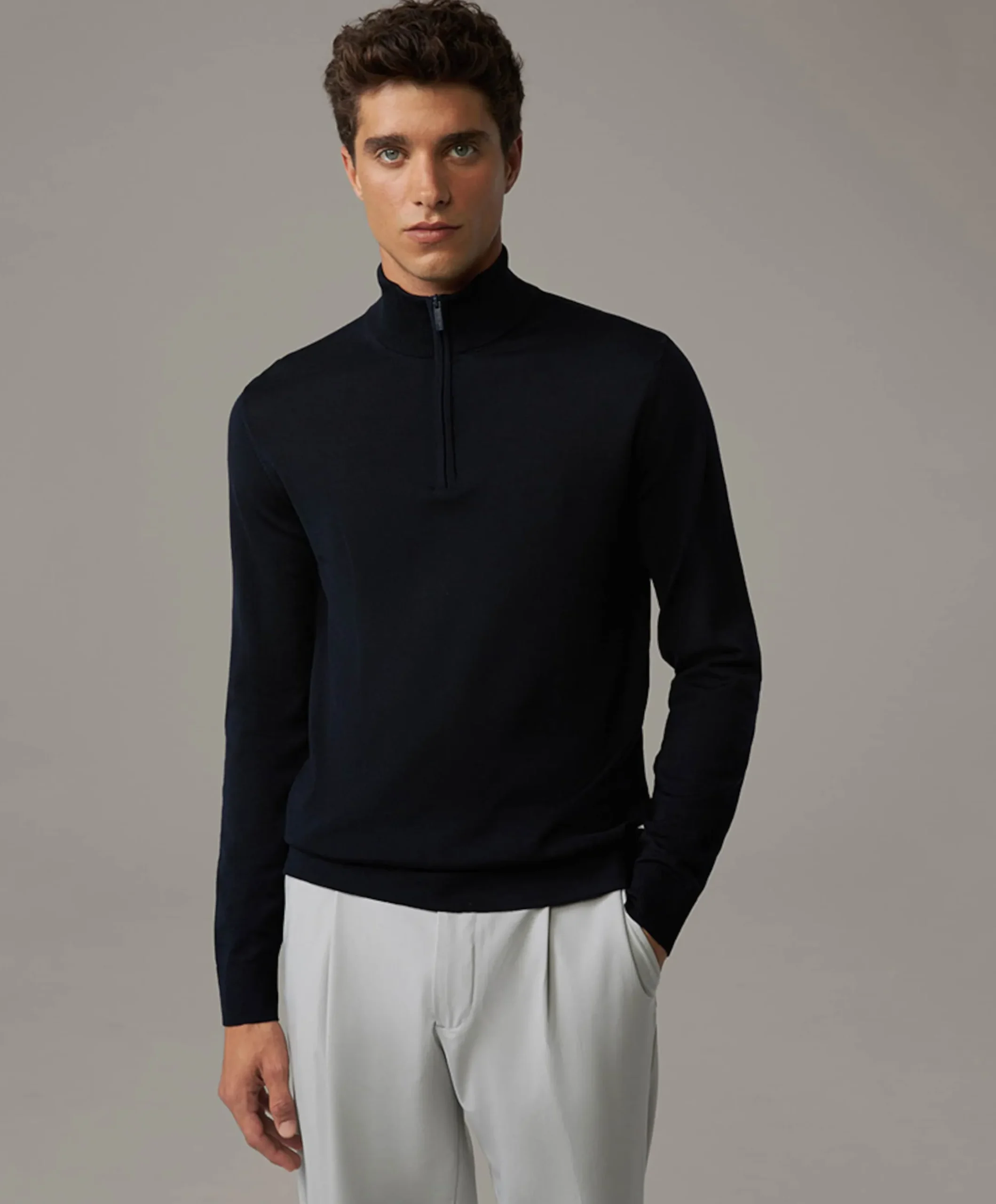 Trui met rits blauw