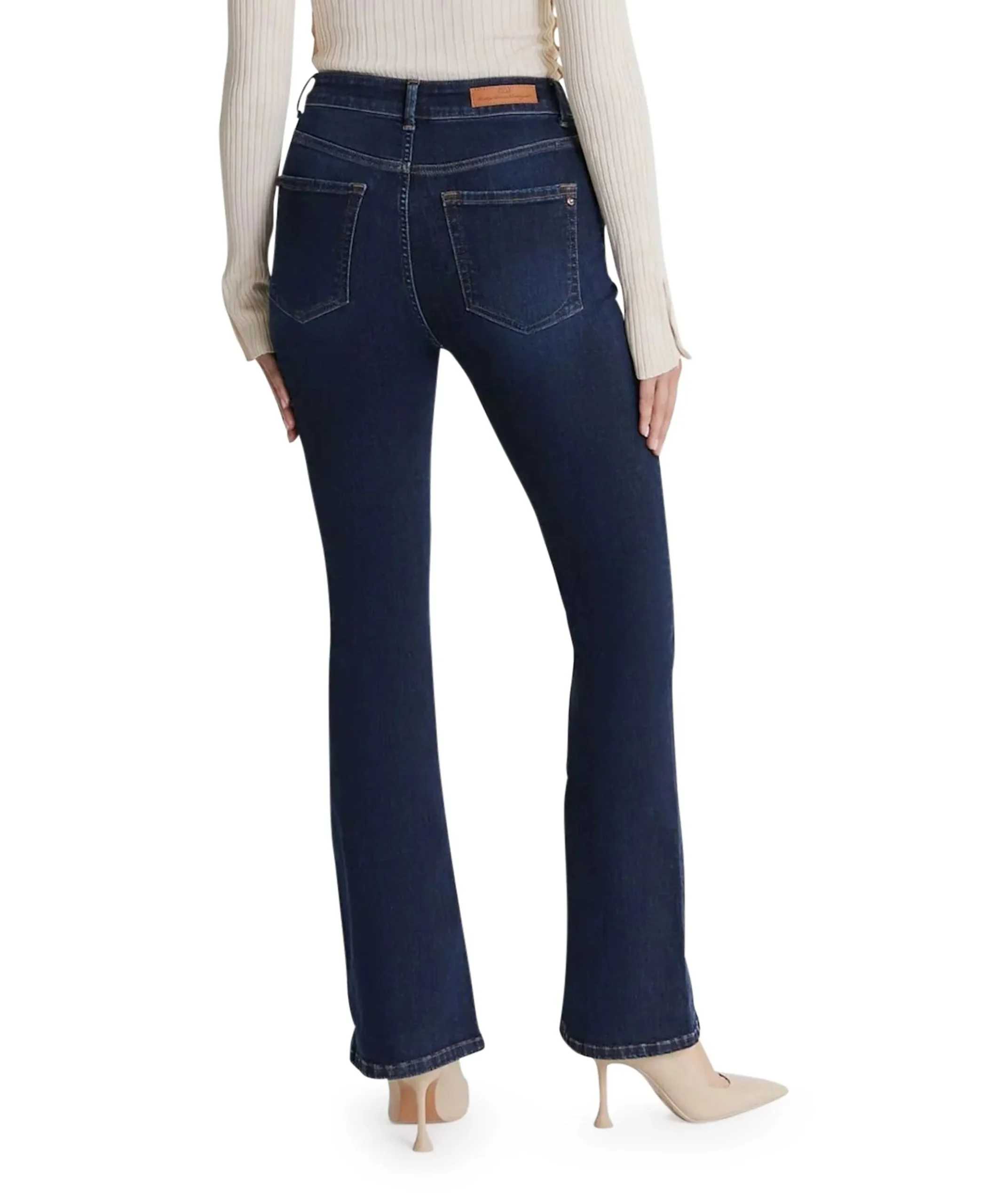 ultra high waist flare dames jeans blauw