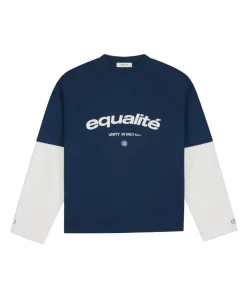 Uniseks longsleeve blauw