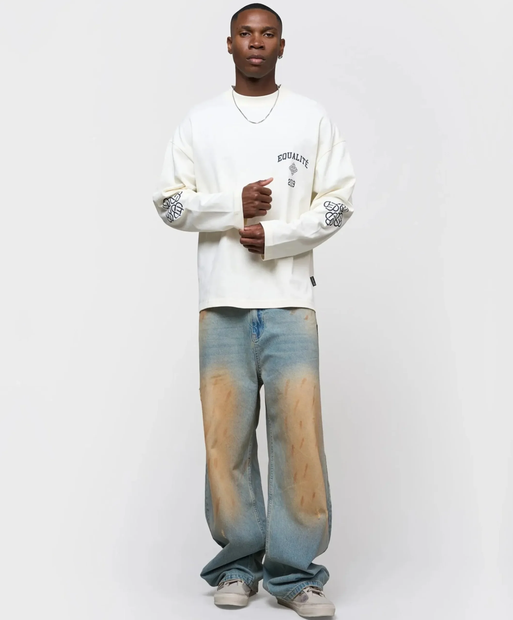 Uniseks longsleeve ecru