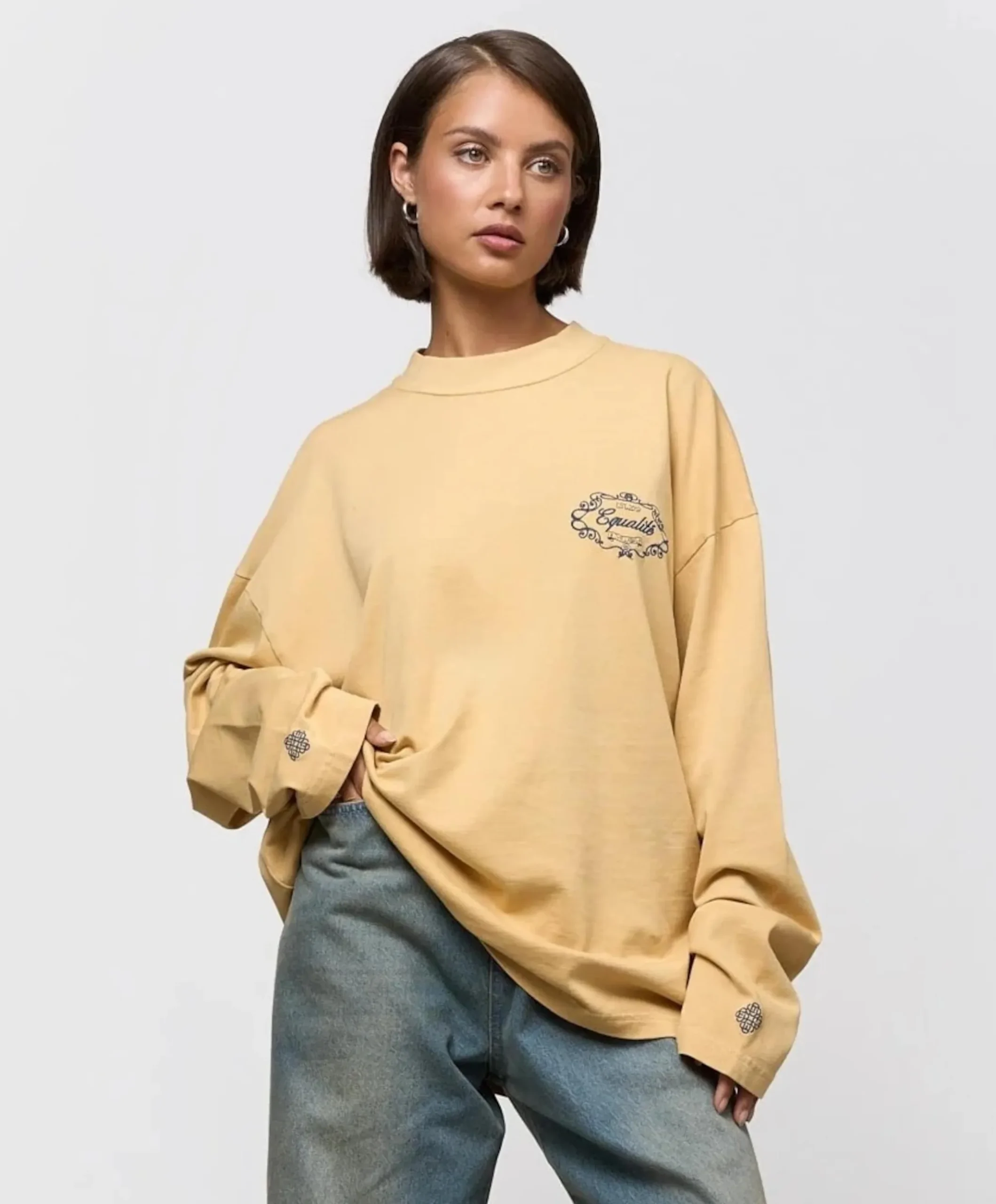 Uniseks longsleeve geel