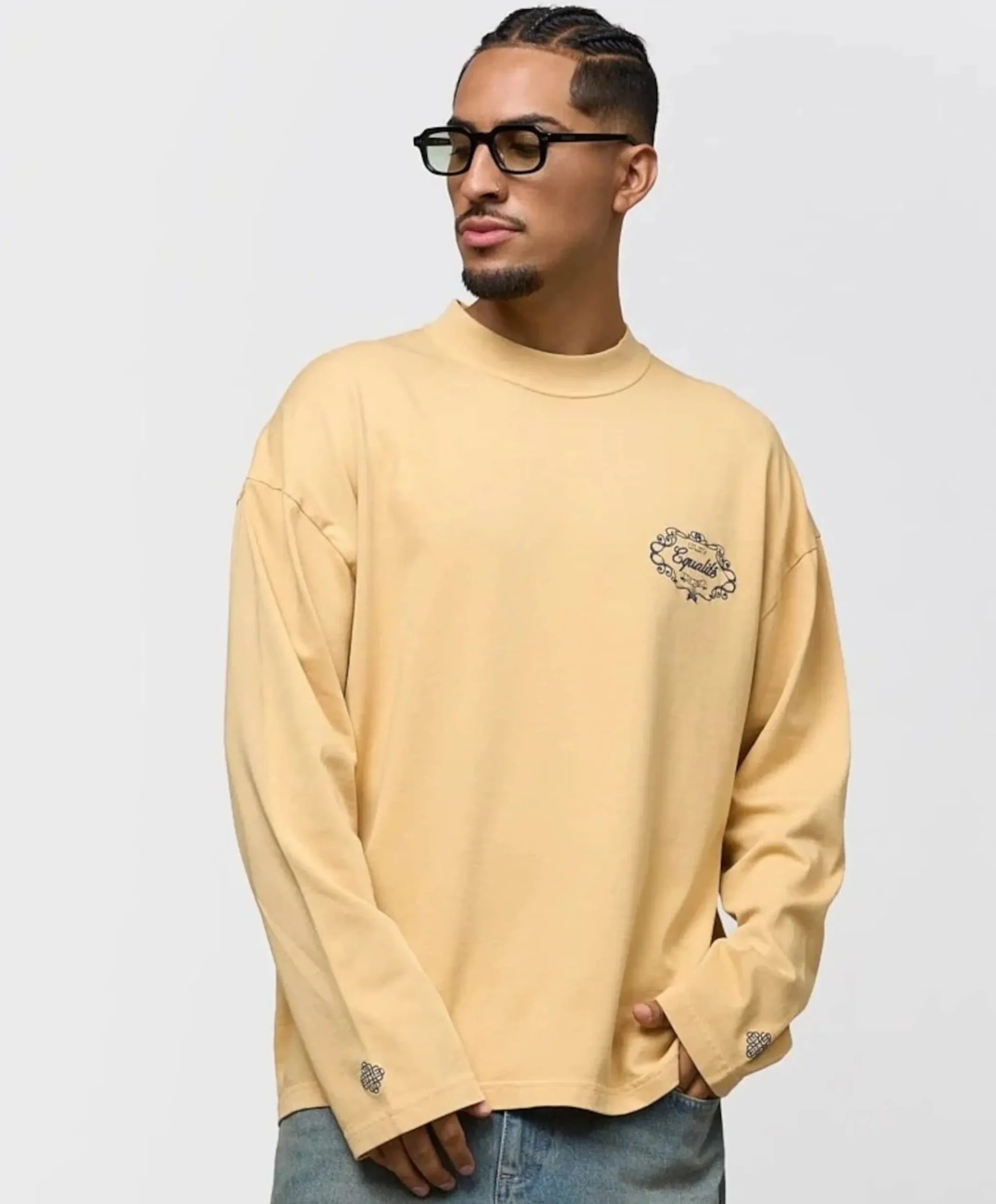 Uniseks longsleeve geel