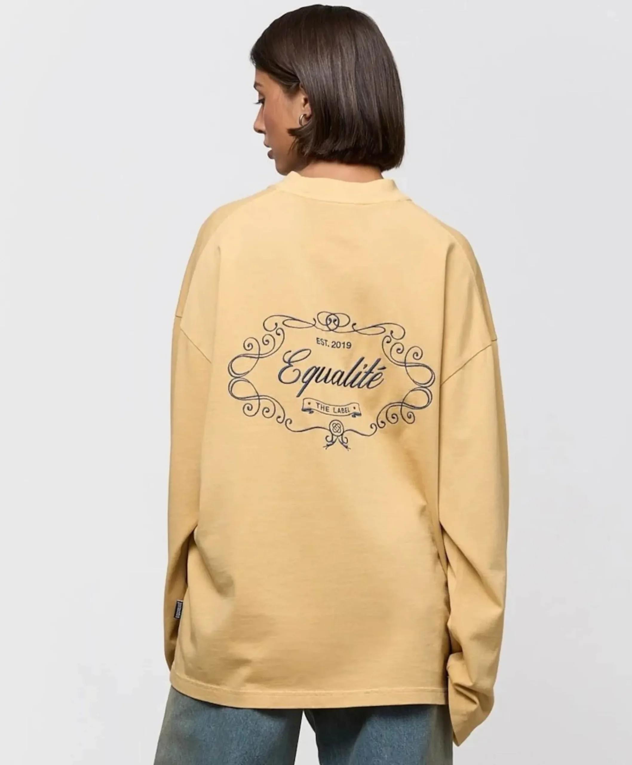 Uniseks longsleeve geel