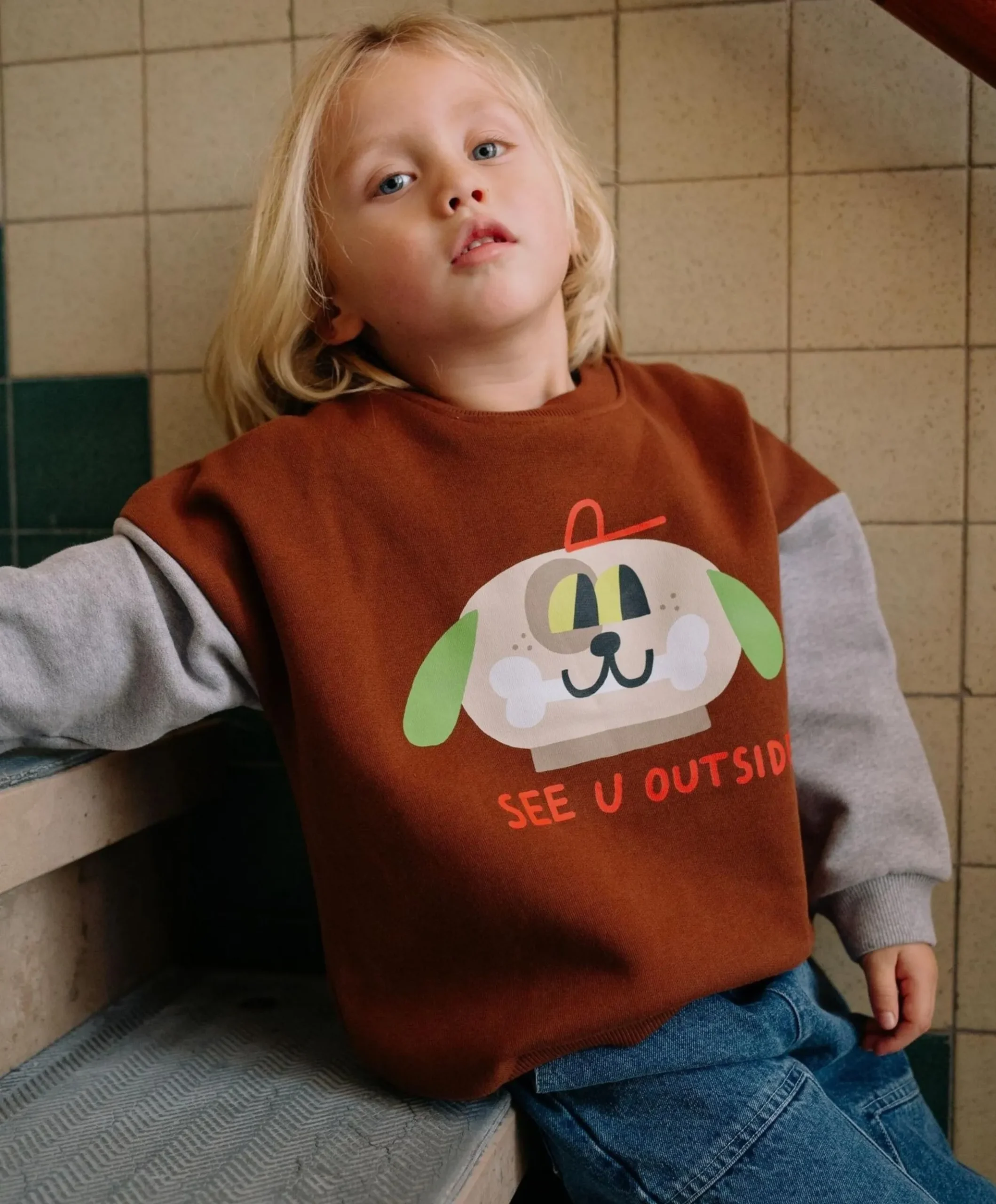 Uniseks sweater bruin