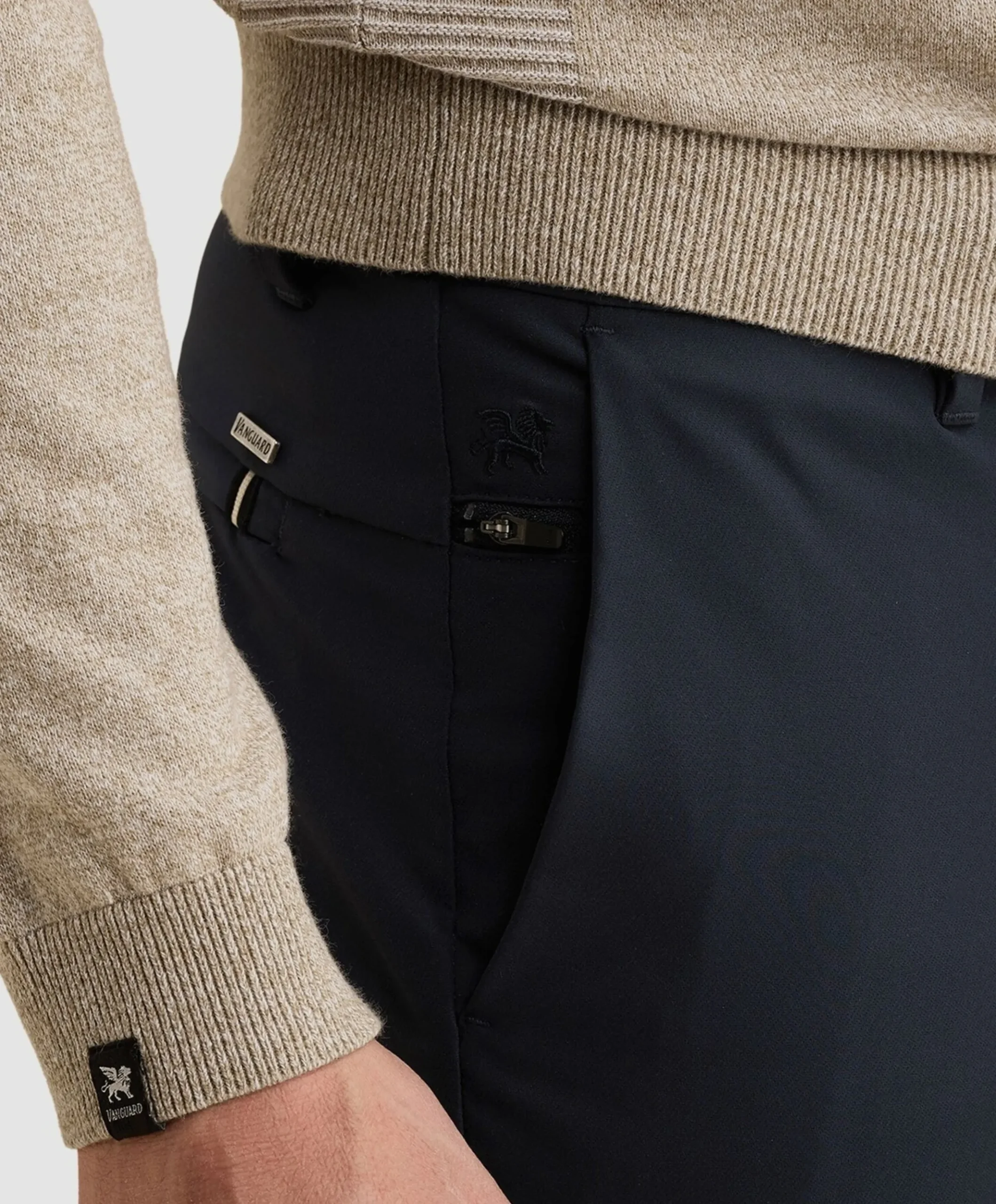 V12 CHINO TECH STRETCH heren broek blauw