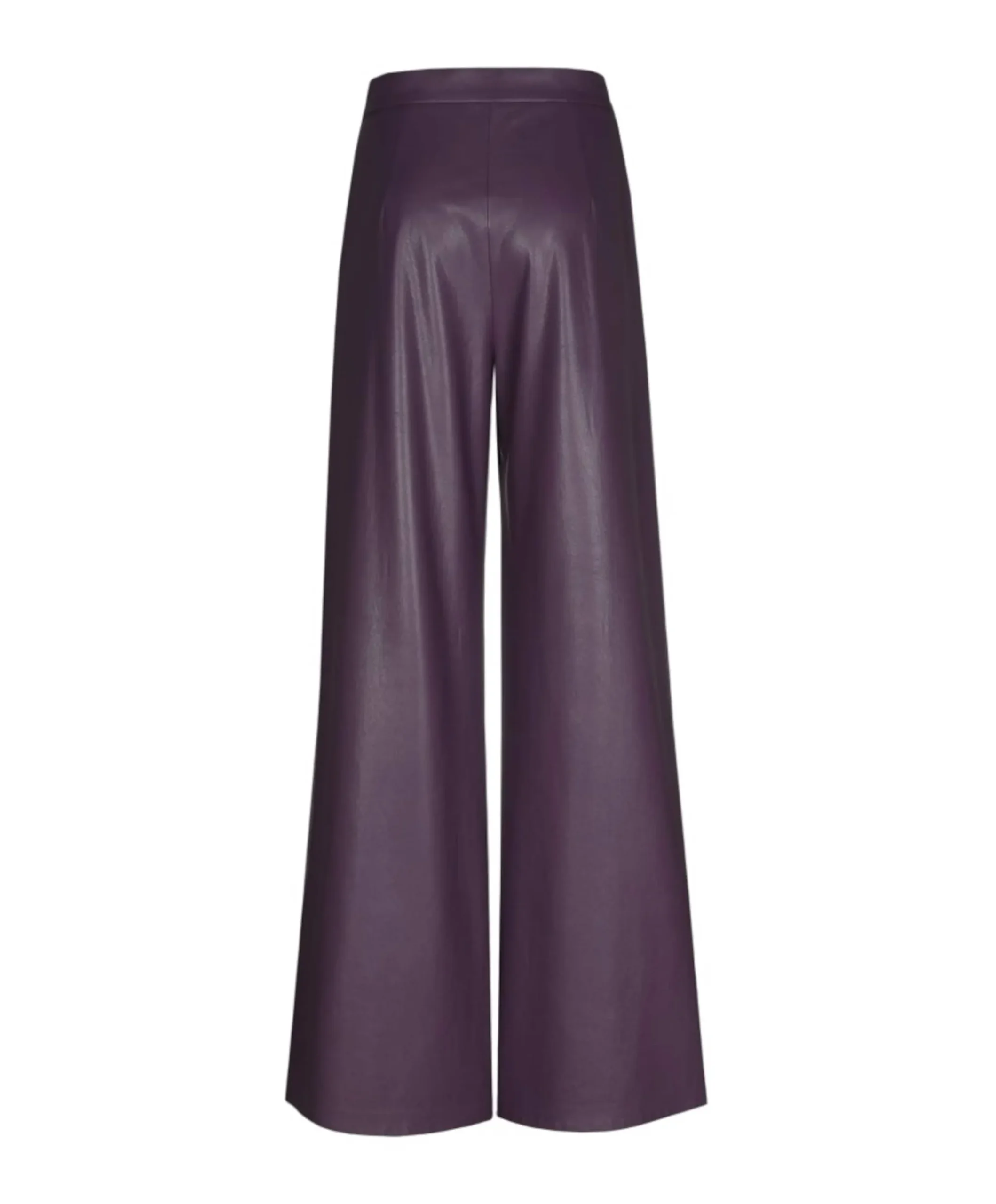 Vegan leather-effen-asymmetrisch dames broek paars