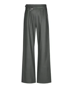 vegan leather-effen-ceintuur dames broek groen
