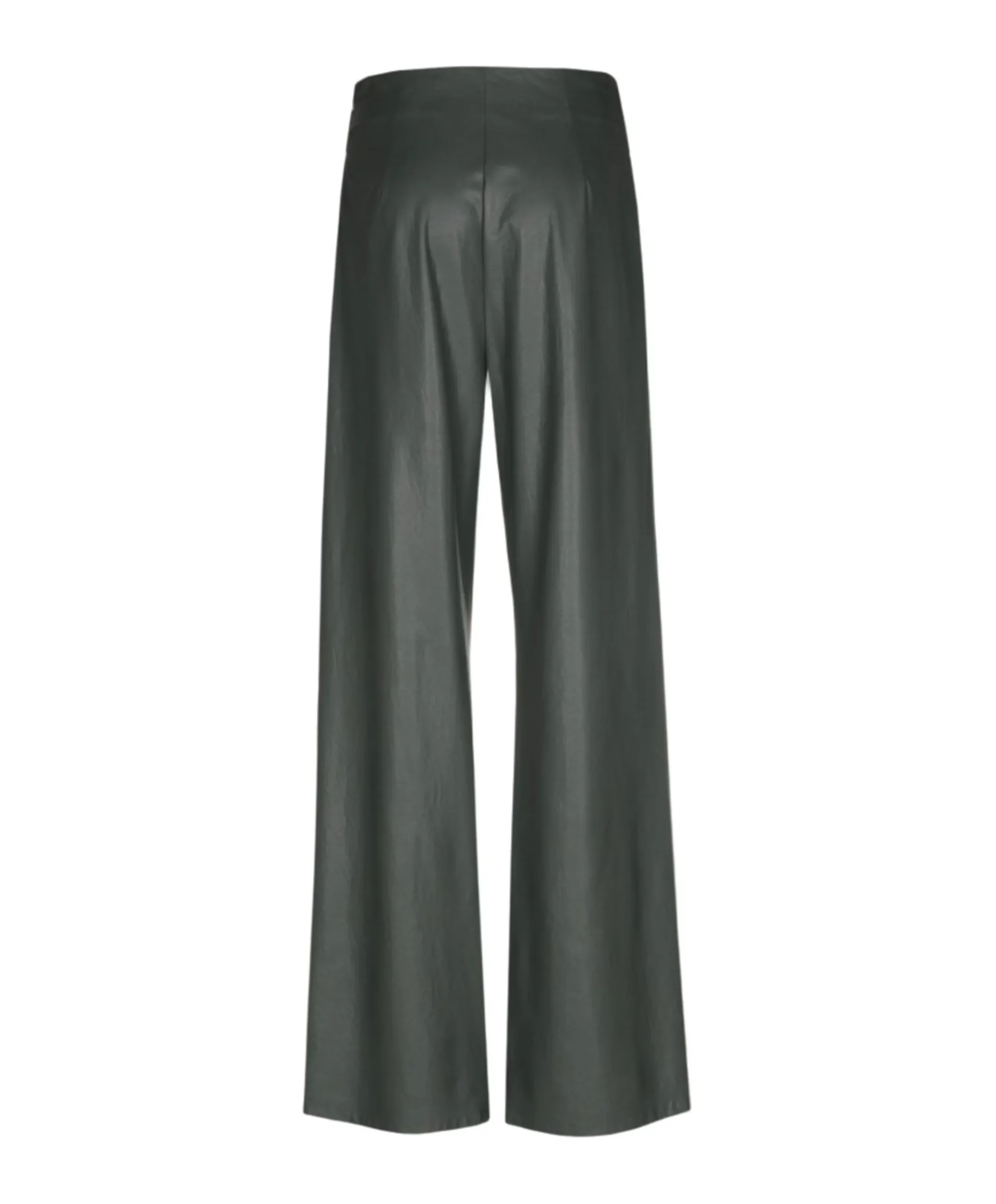 vegan leather-effen-ceintuur dames broek groen