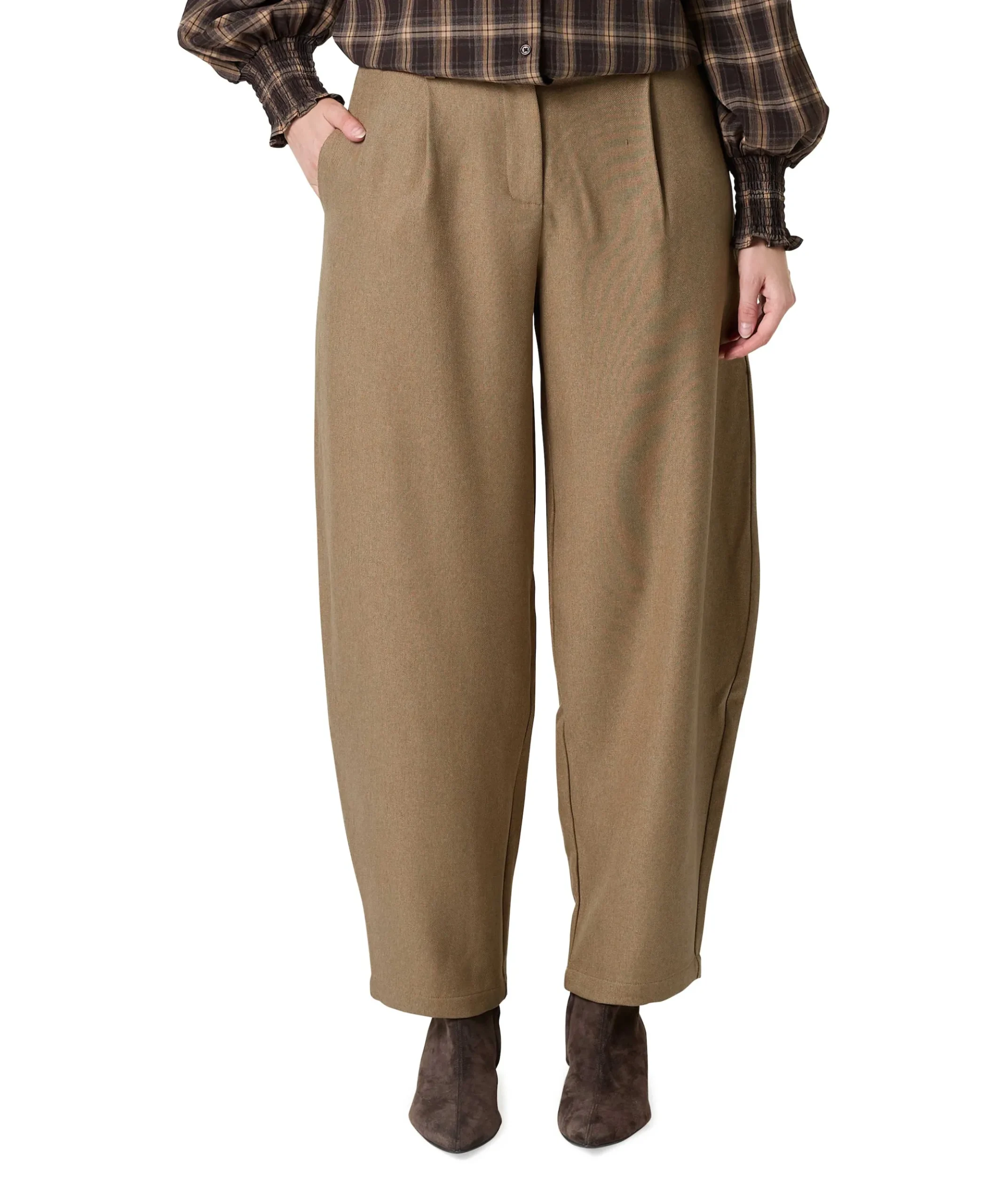 VIAGGI HW TAILORED BARREL dames pantalon beige