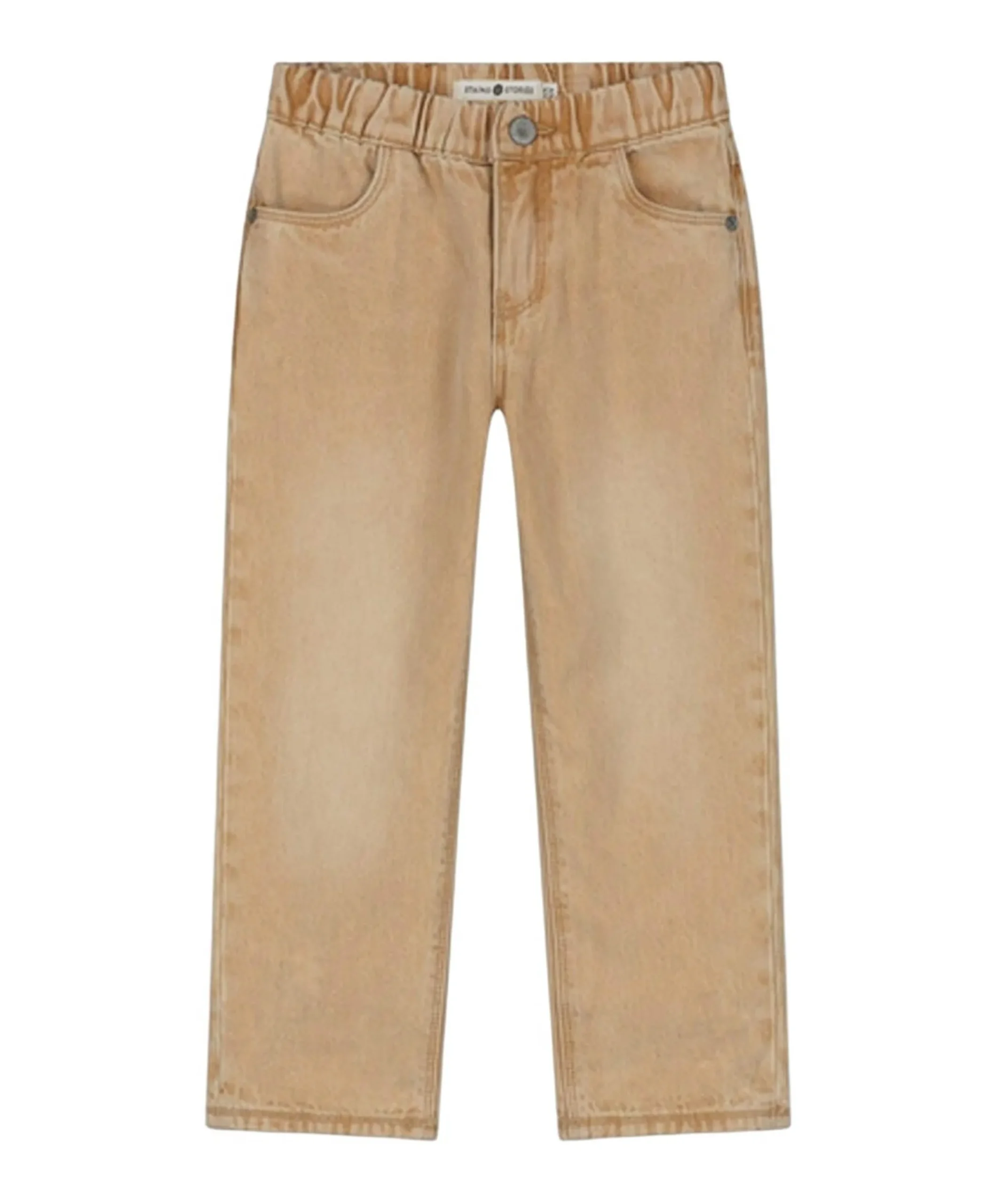 Wide Fit Full Elastic jongens broek beige