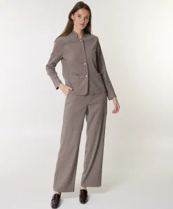 Wide leg dames broek beige