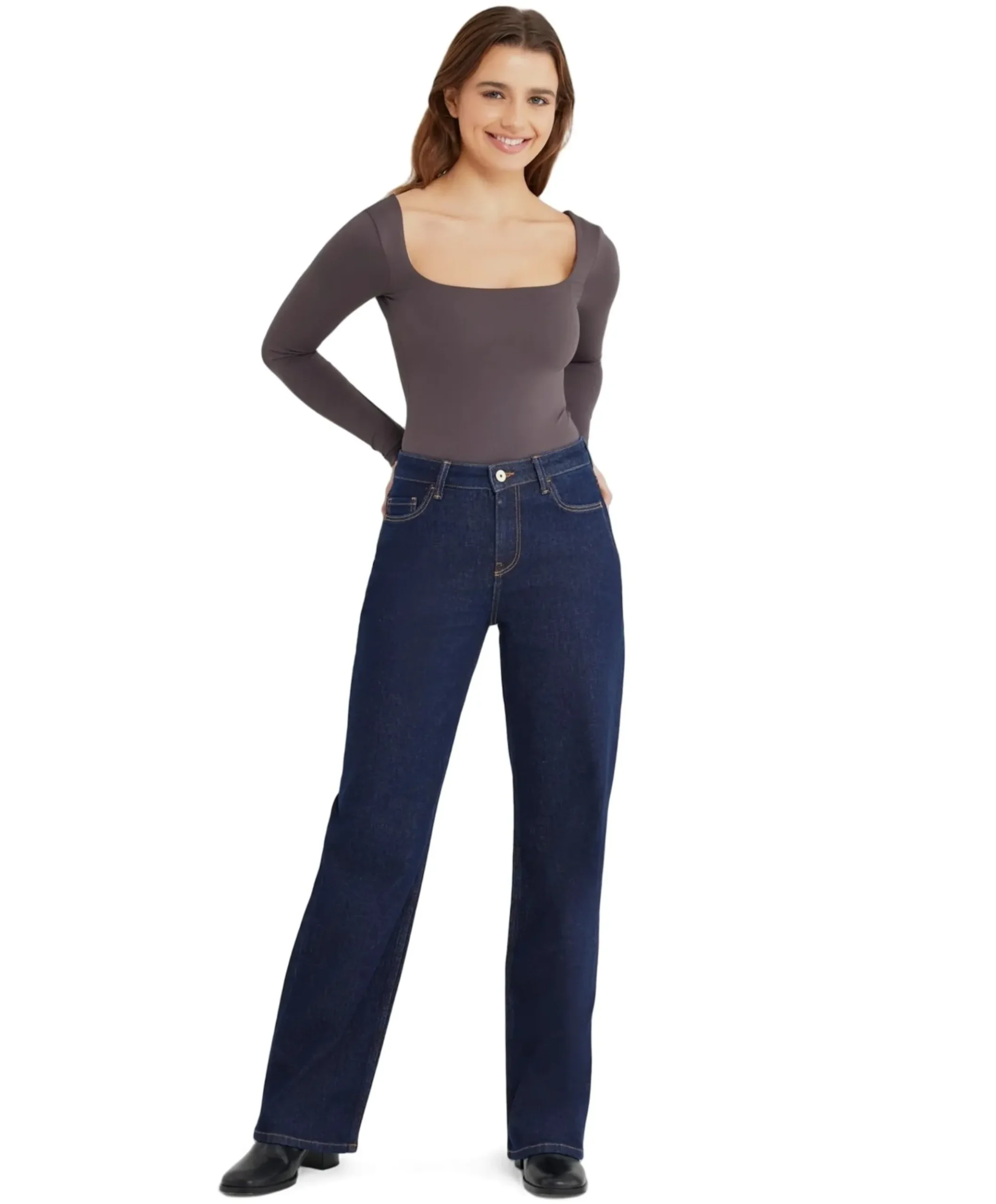 wide leg dames jeans blauw