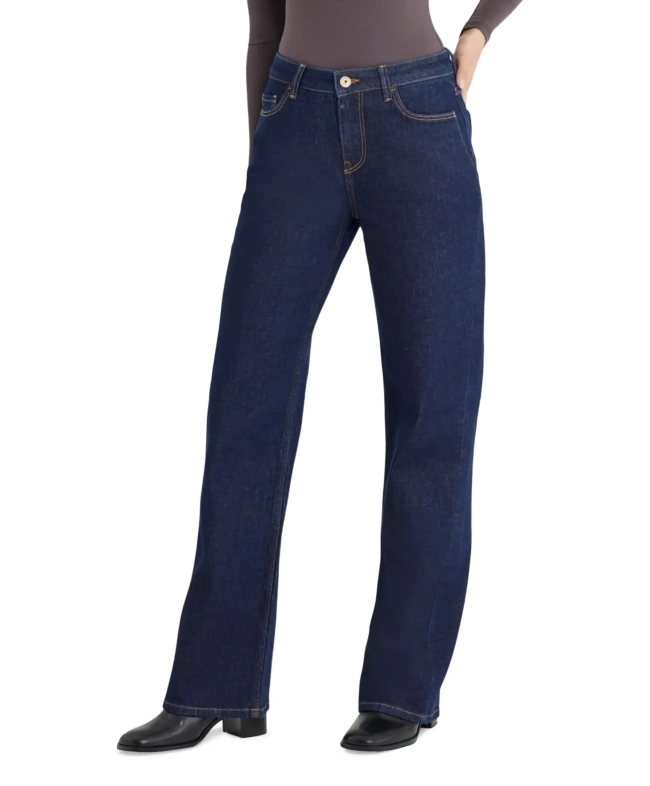 wide leg dames jeans blauw