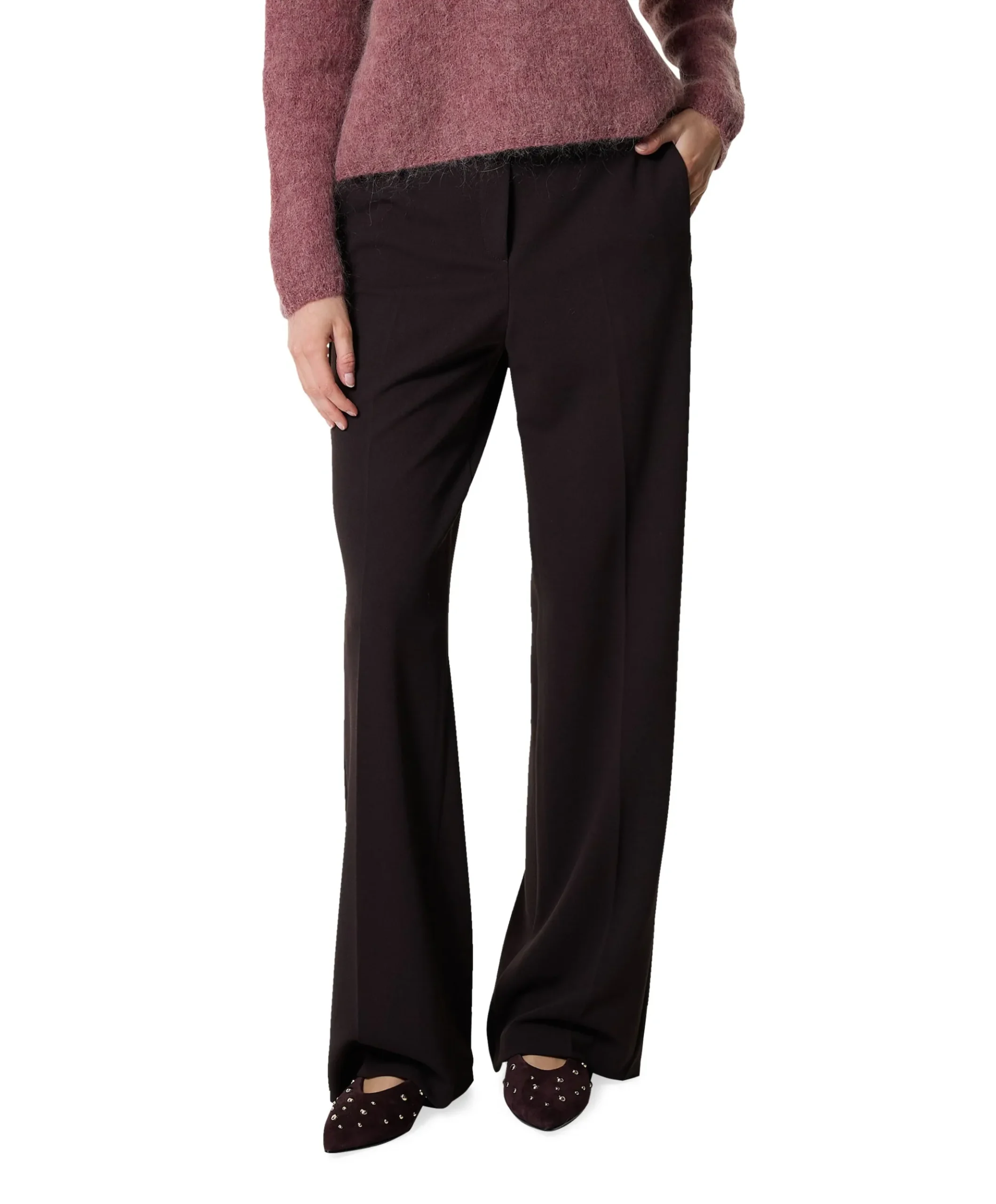 Wide leg Feminine dames broek bruin