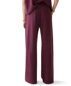 Wide leg Soft scuba dames broek bordeaux