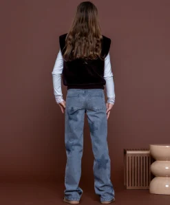 wide leg stars meisjes jeans grijs