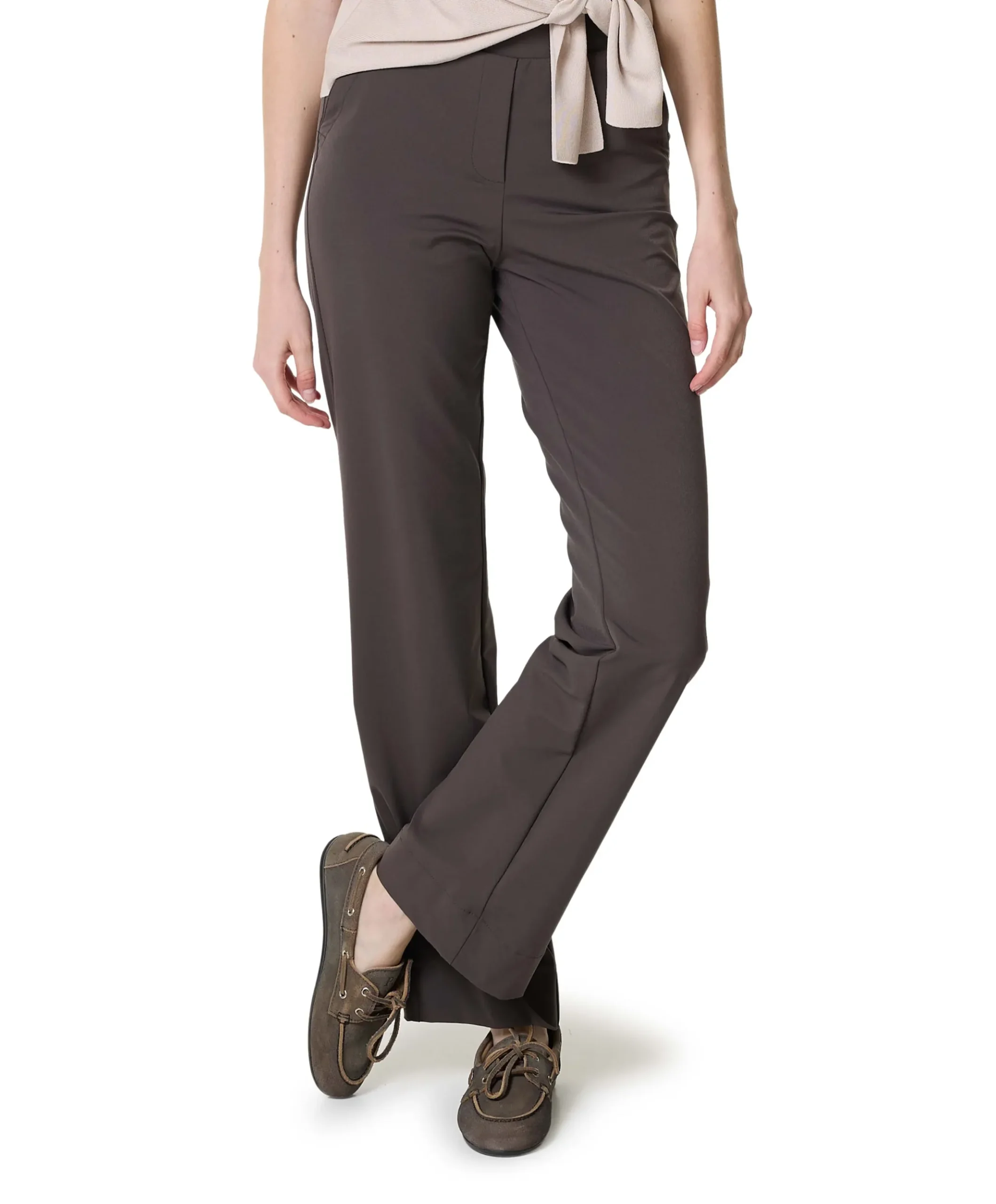 Wide leg travel dames broek bruin