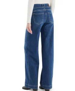 wide straight jeans dames jeans blauw