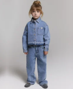 woven flowy denim meisjes jeans blauw